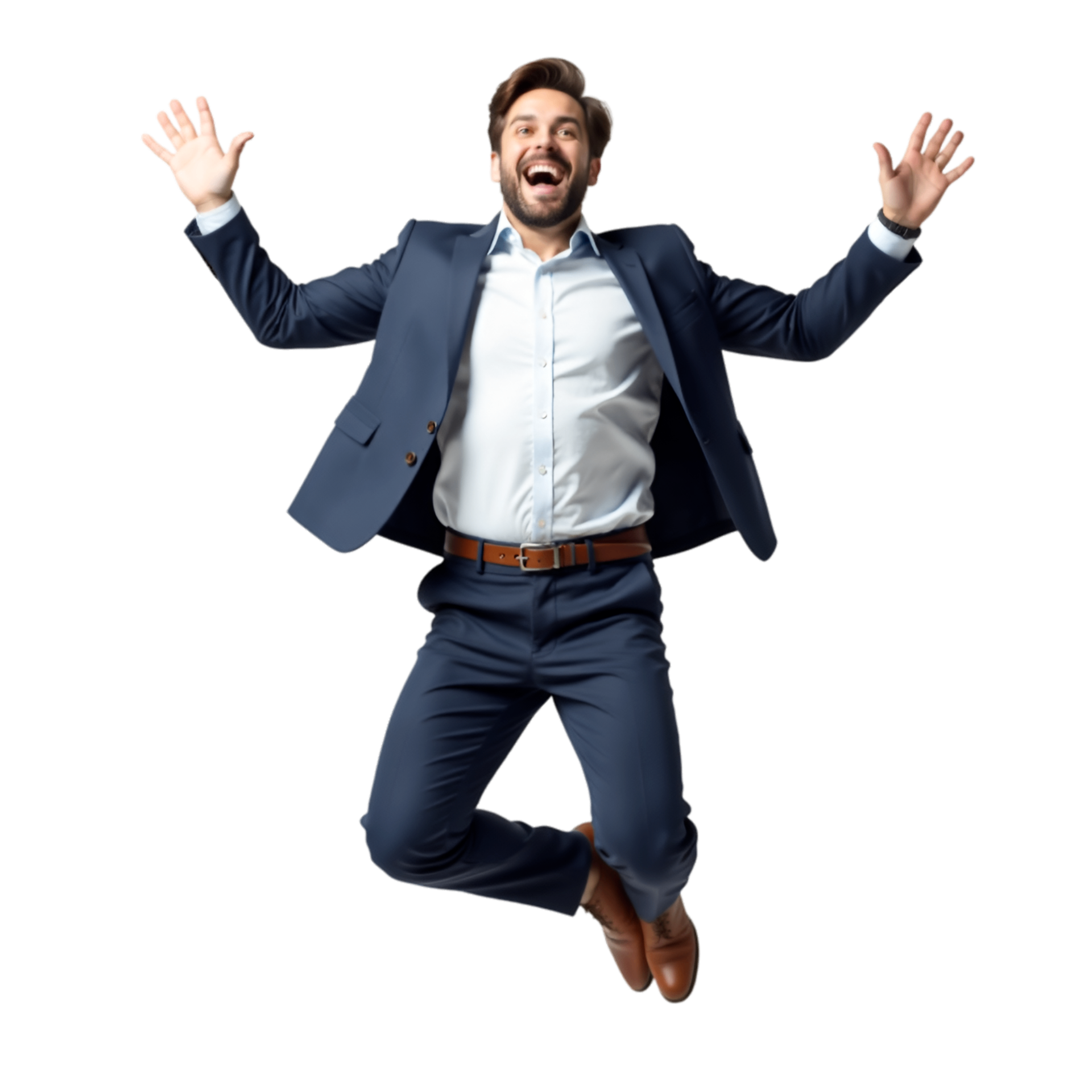 A man celebrating success and personal transformation